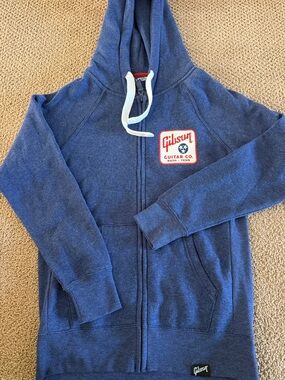Gibson x Sportique Apparel Co XS Blue Zip Up Sweatshirt Guitar Co NashTN Graphic